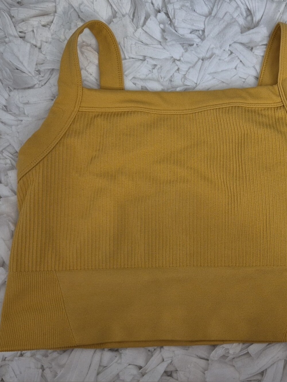 YPB ABERCROMBIE Mustard Ribbed Tank Top Seamless Squareneck